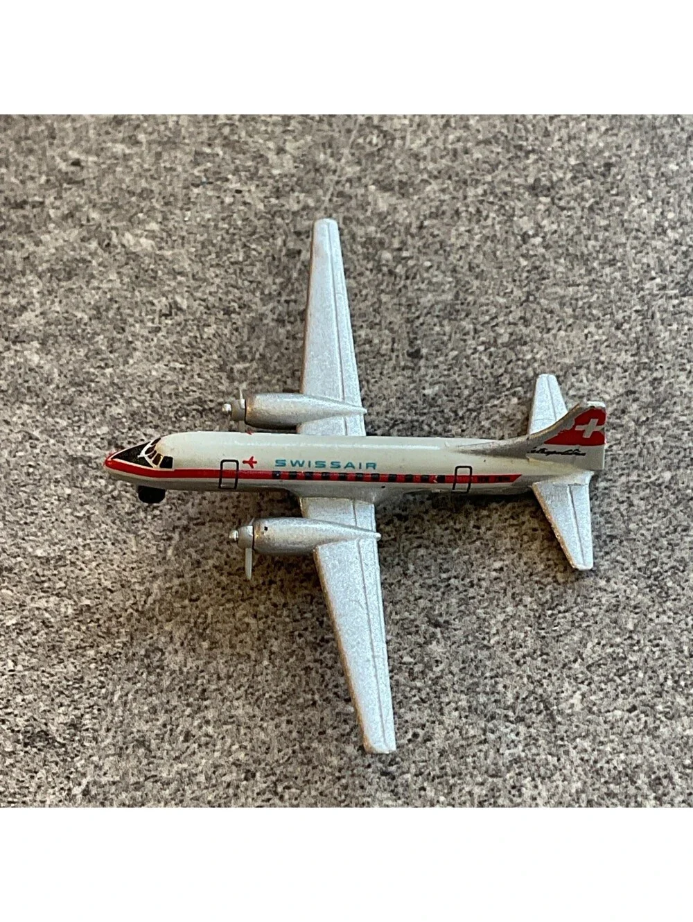 Vintage die-cast Airplane Swissair CV 440 By Schabak 1.6” long A8